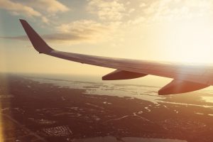 window view of a plane wing